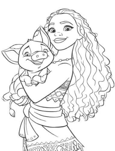 Moana para colorir simples para crianças