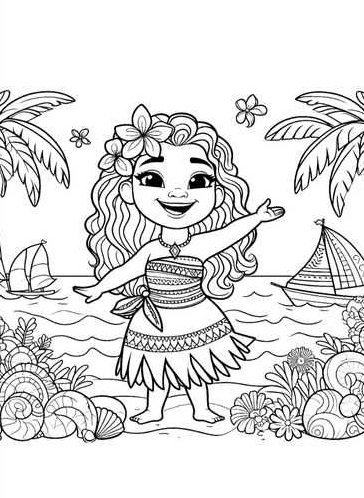 Moana para colorir detalhado para adultos