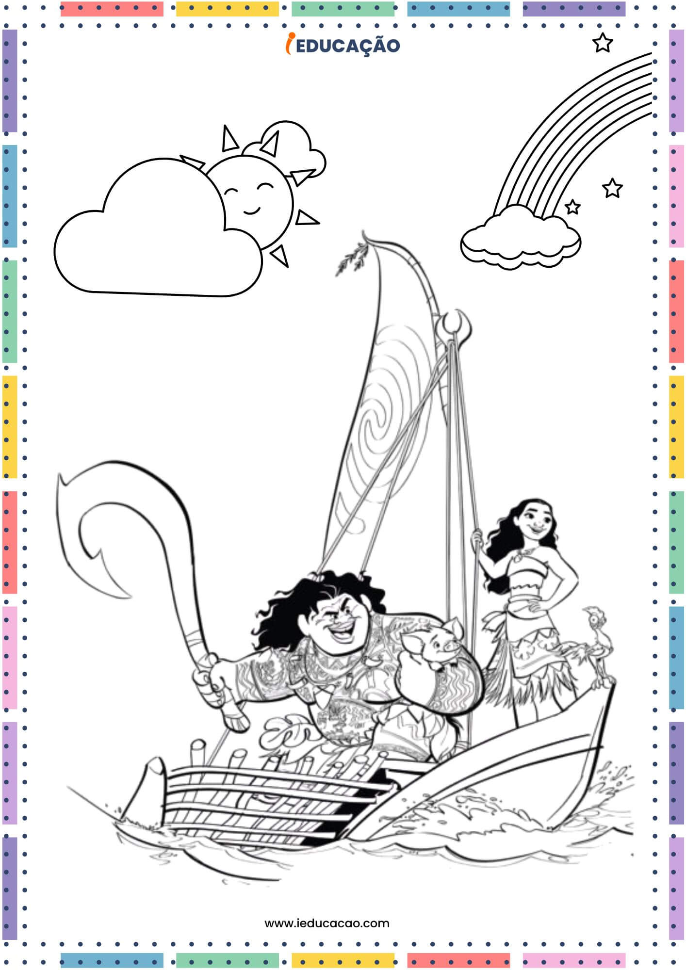 Moana para colorir simples para crianças