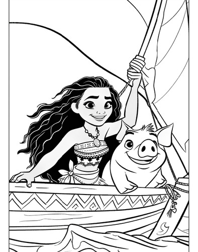 Desenhos do Pua e Heihei para colorir