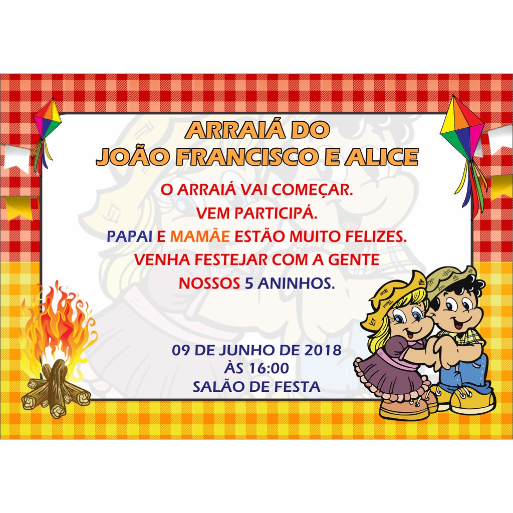 convite junino editável grátis