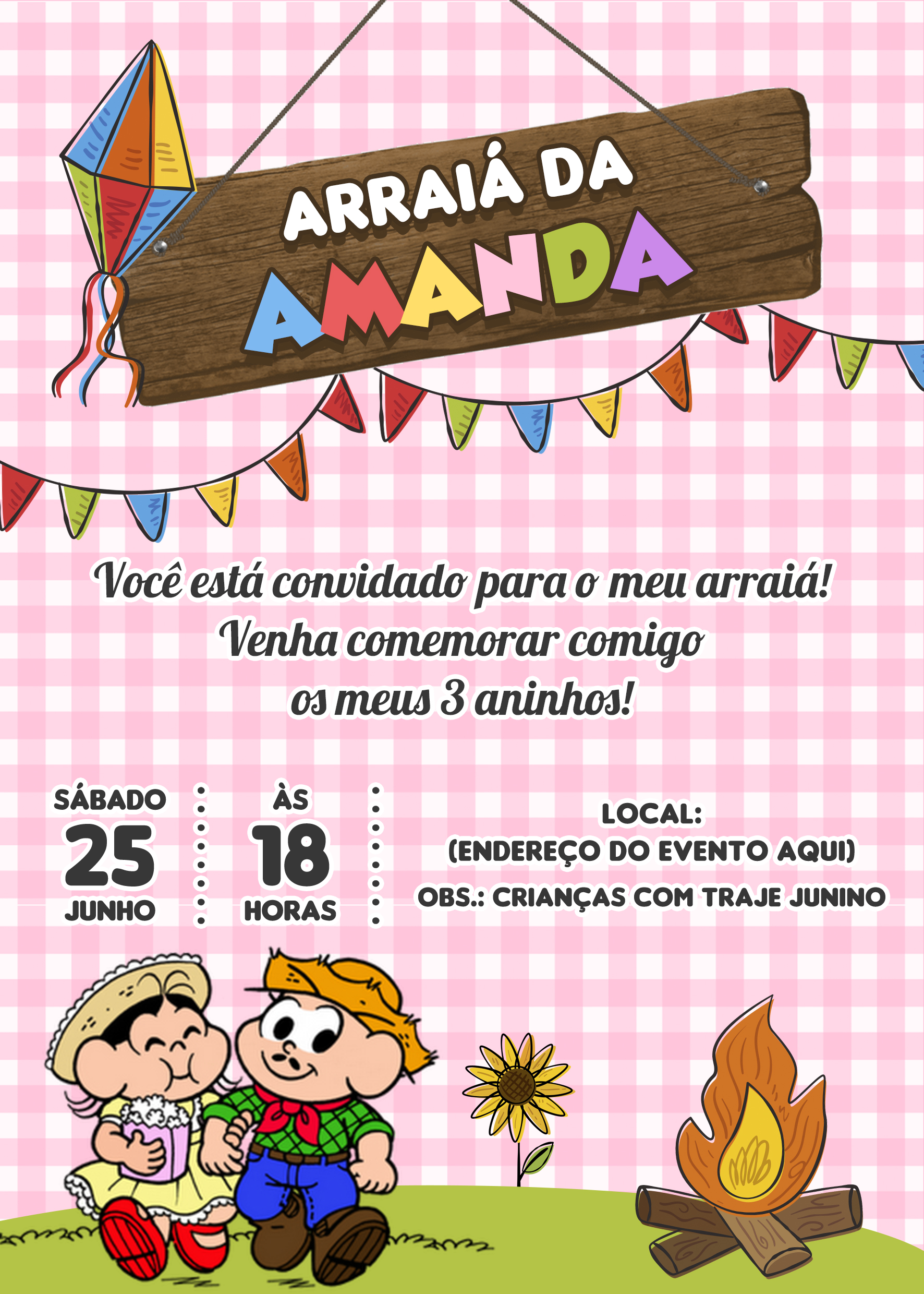 convite festa junina infantil