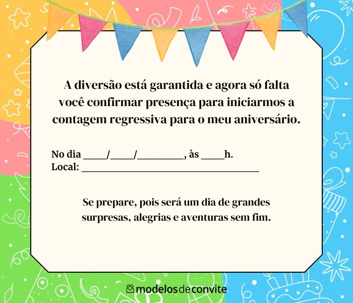 modelo de convite de aniversário