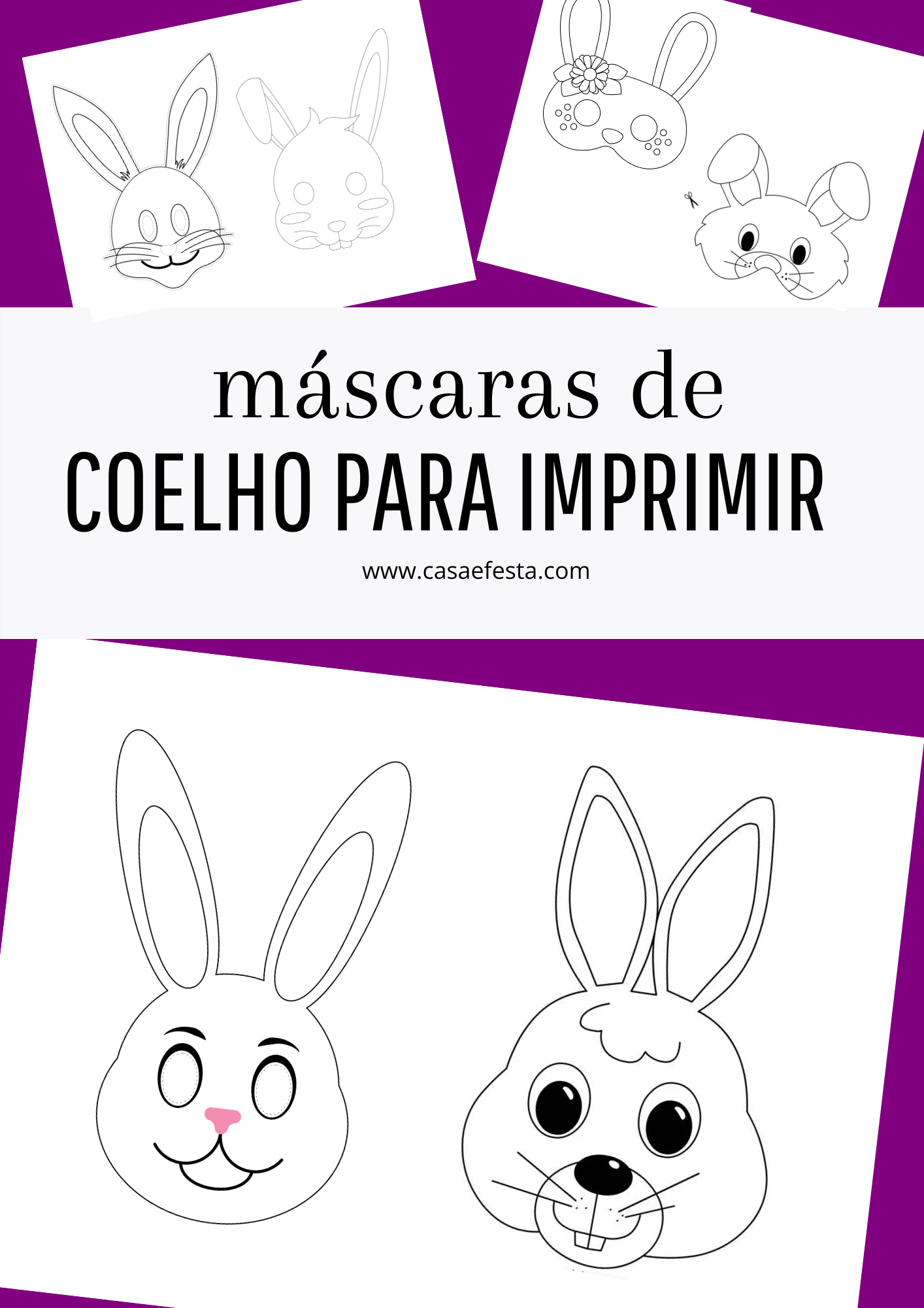 molde de coelho da páscoa simples para imprimir em A4