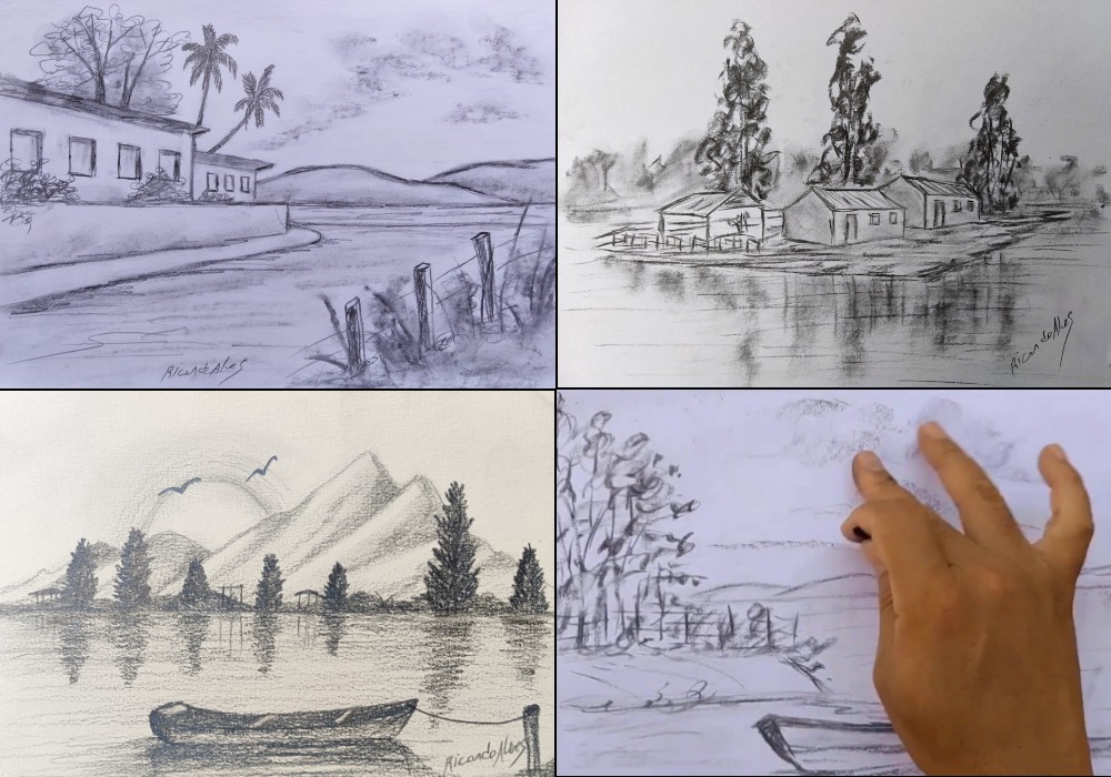 paisagens fáceis de desenhar para crianças