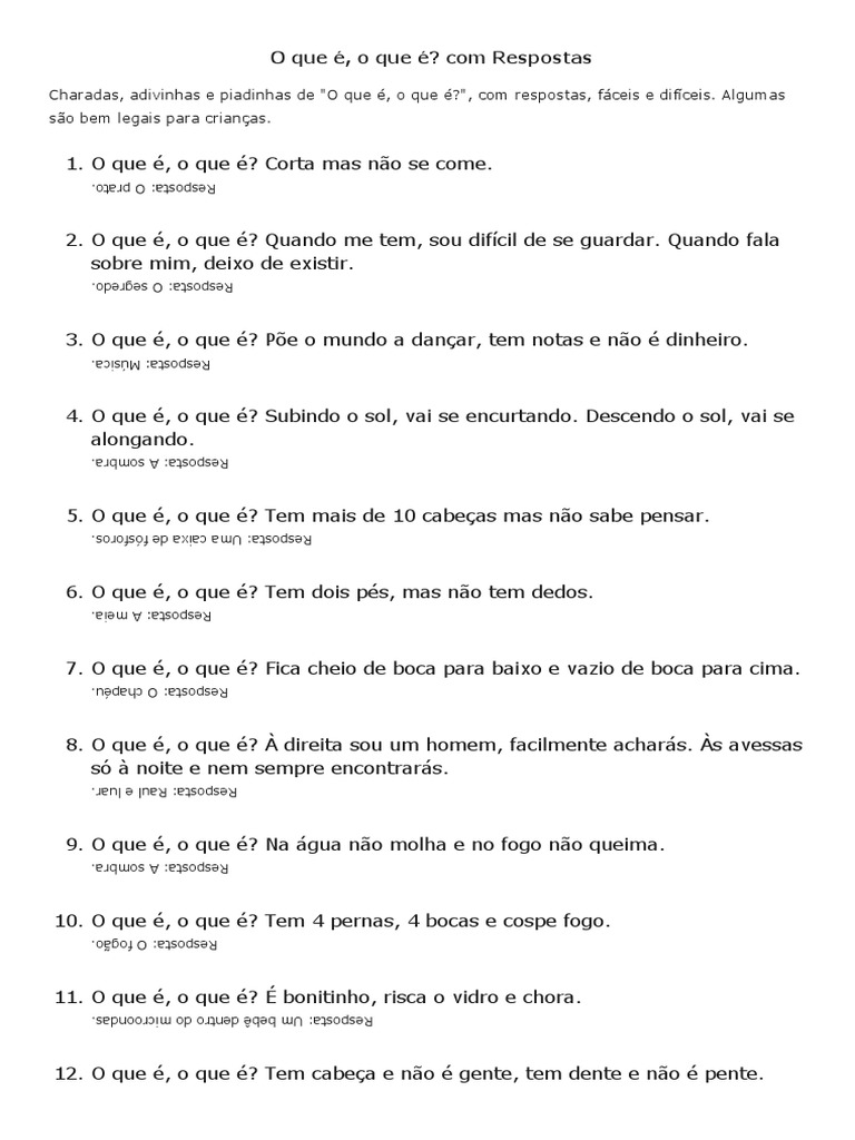 adivinhas o que é o que é com resposta