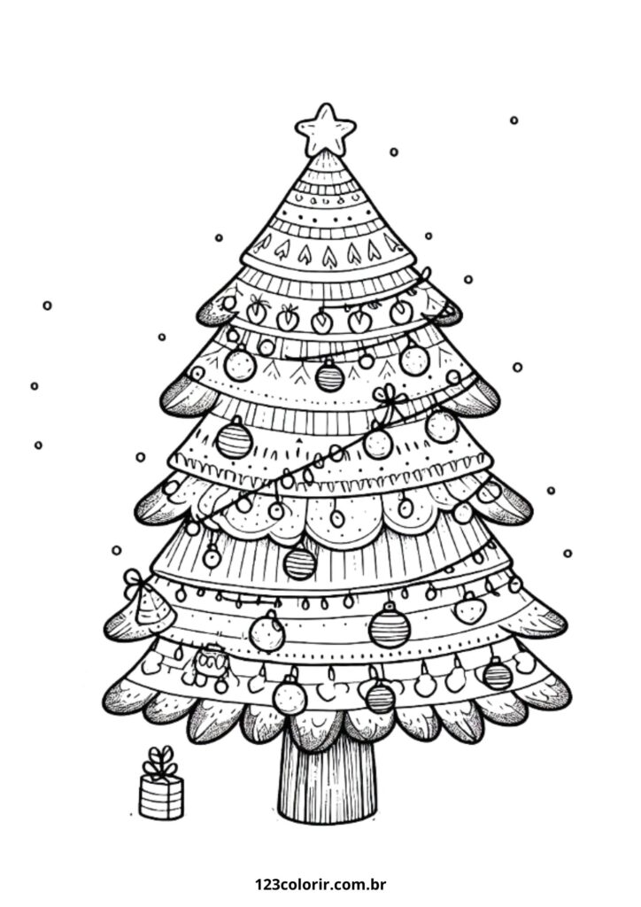 pinheiro de natal kawaii para colorir