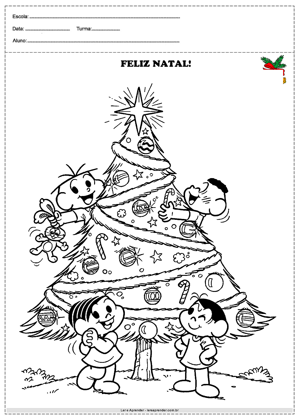 pinheiro de natal kawaii para colorir
