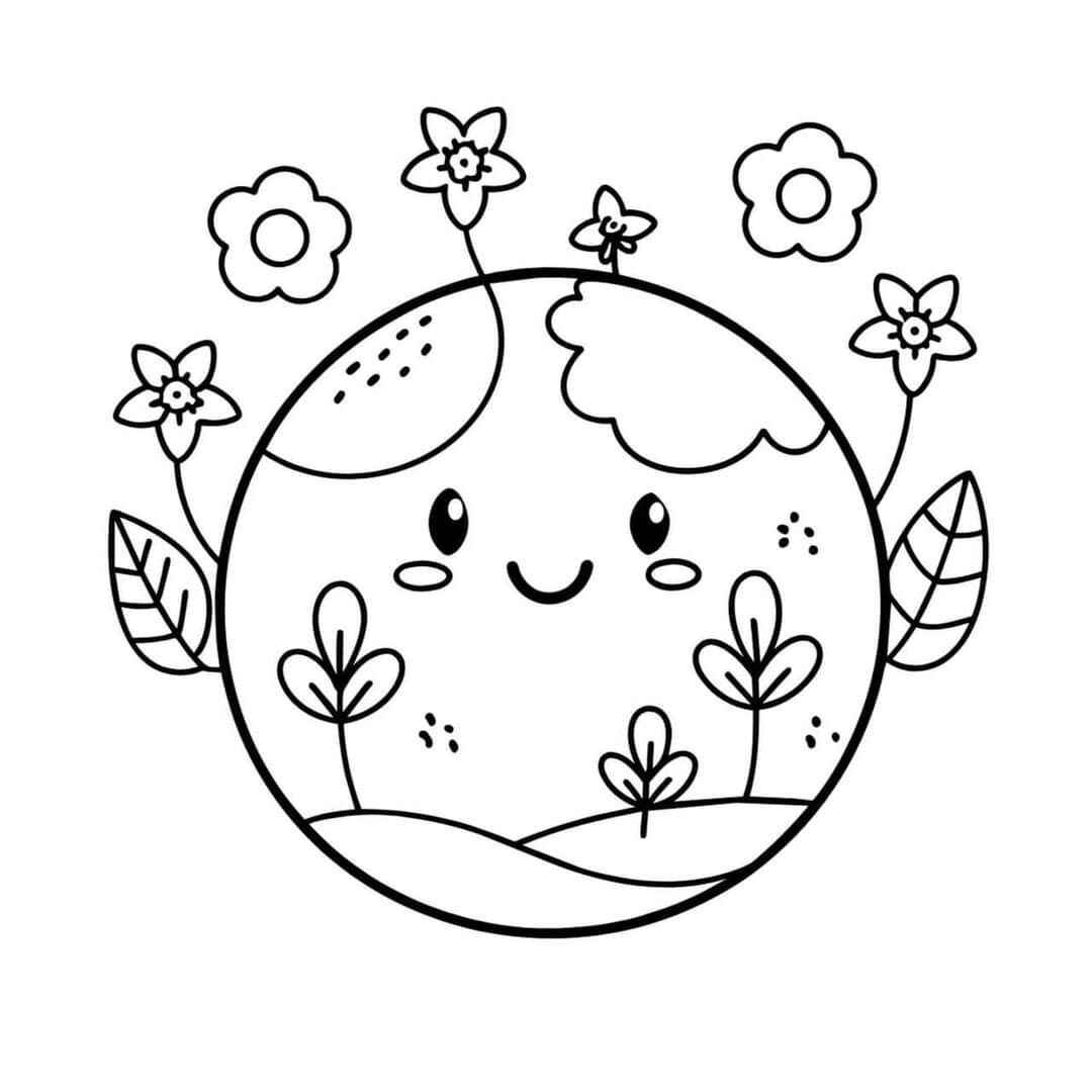 desenho de planeta terra feliz para colorir