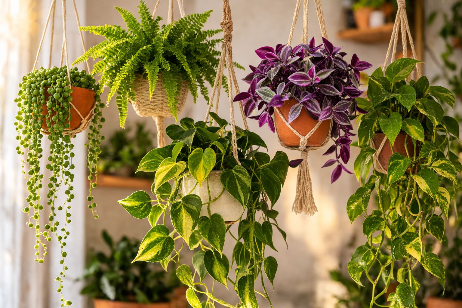 plantas pendentes vs plantas de chão qual escolher