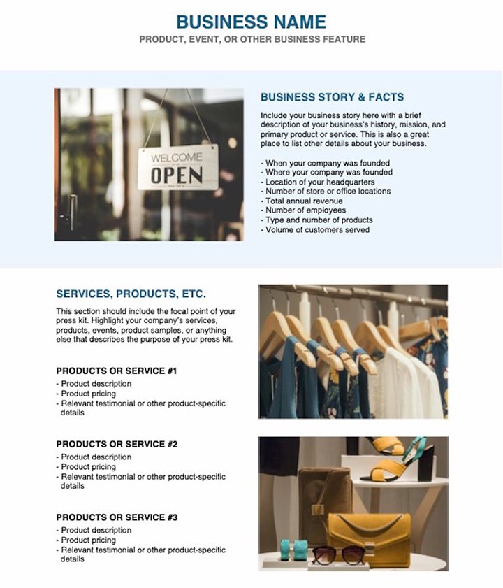 exemplos de press kit criativo para pequenas empresas