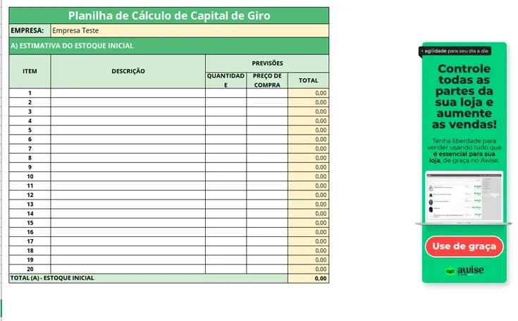 erros comuns cálculo capital de giro MEI