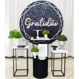 Decoração mesa do bolo gratidão