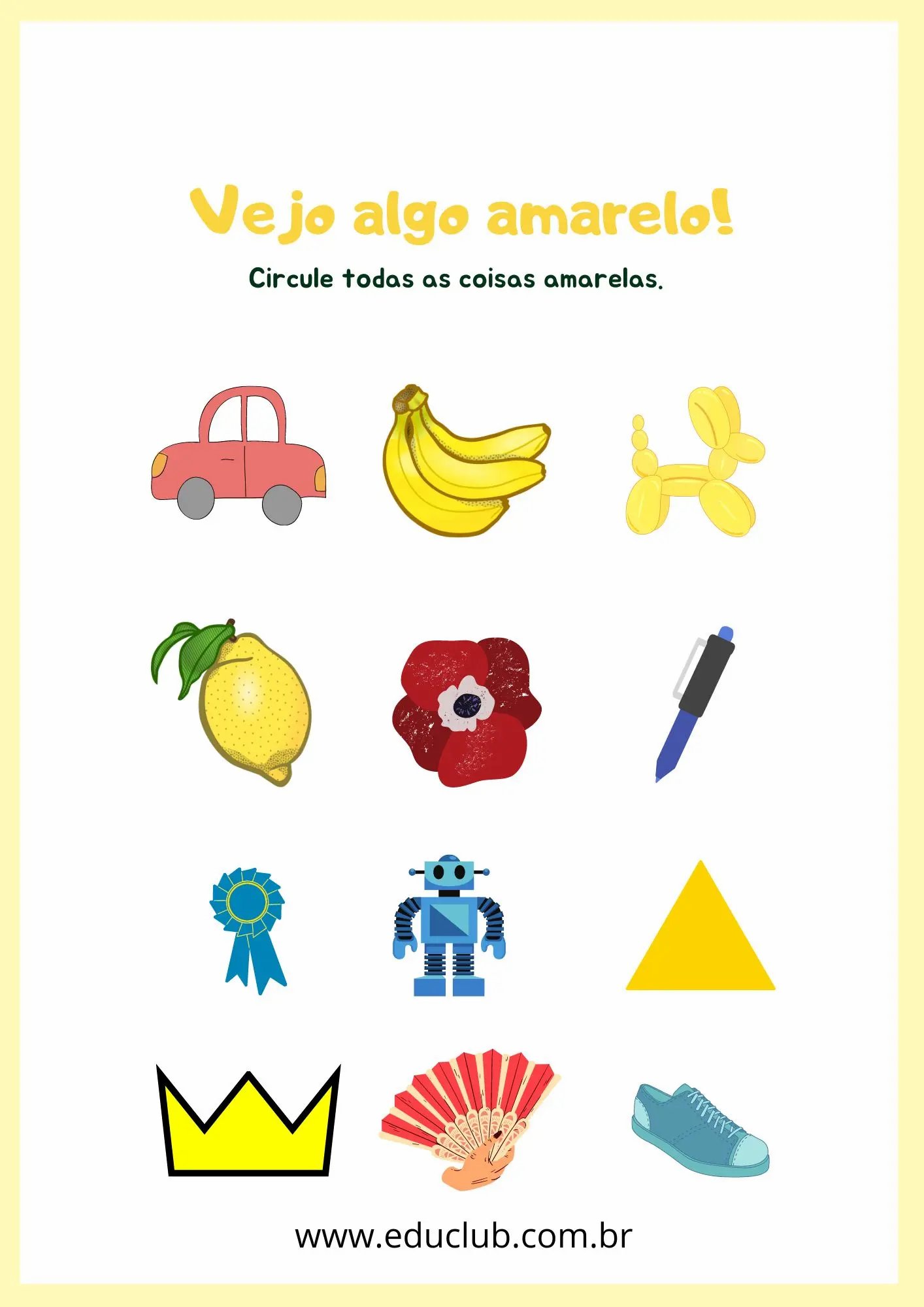 planos de aula cor amarela educação infantil