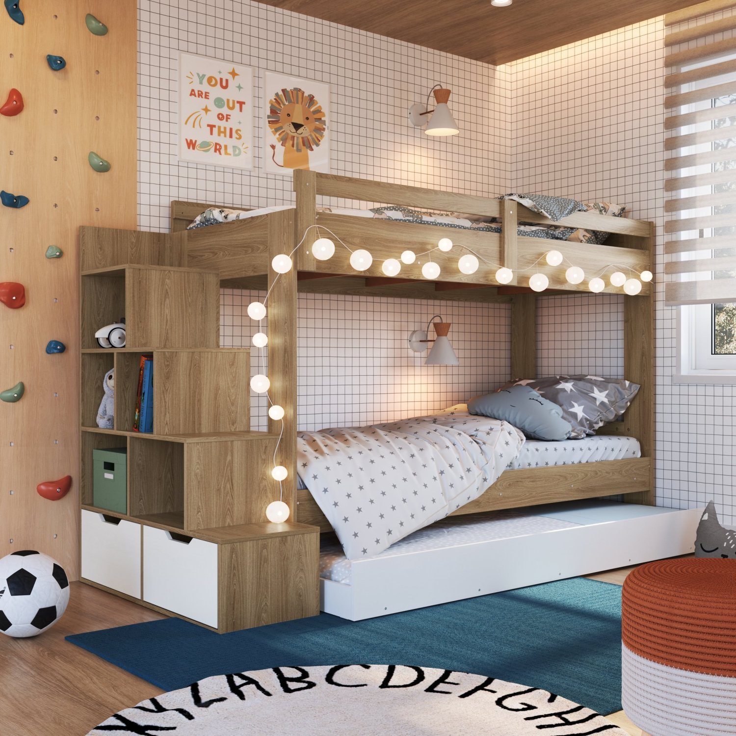 treliche infantil planejado com escrivaninha