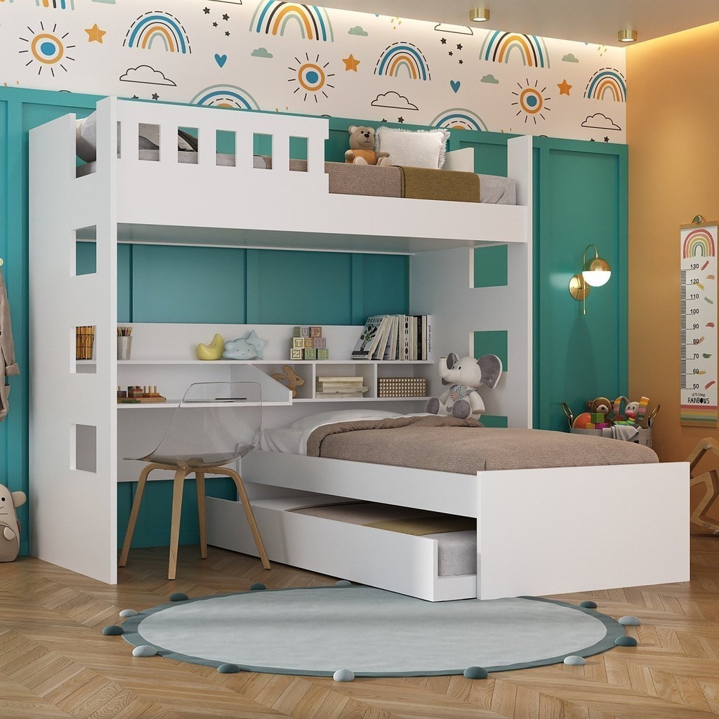 treliche infantil planejado com estante