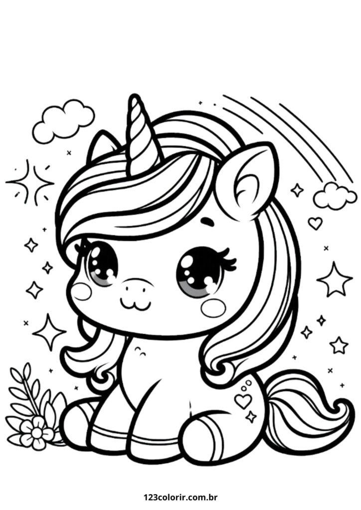 desenhar unicórnio kawaii