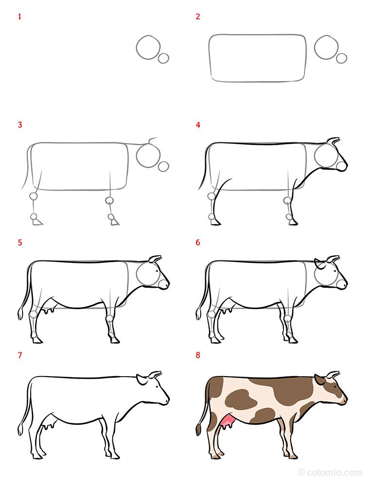 ideias de desenho de vaca fofa para iniciantes