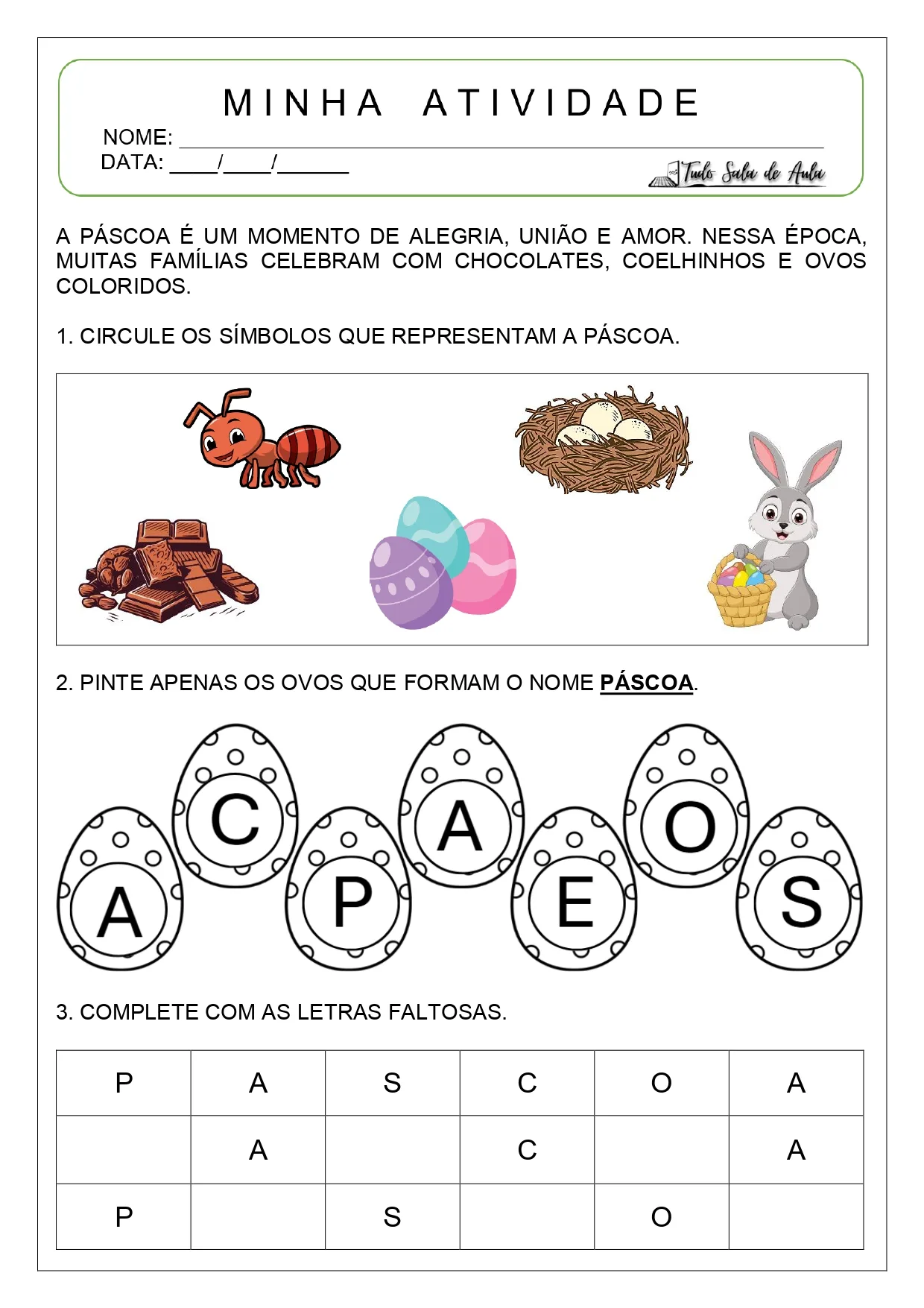 atividades de pascoa para imprimir