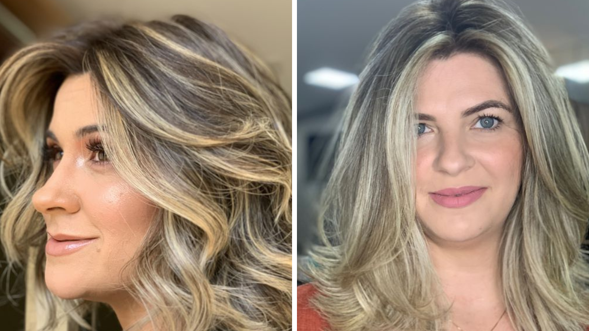 luzes em cabelo cacheado