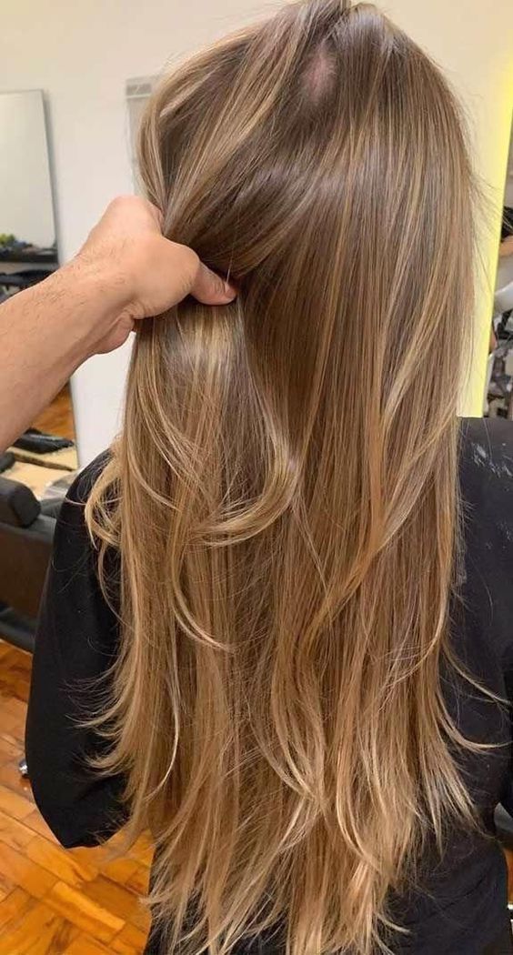 luzes em cabelo liso