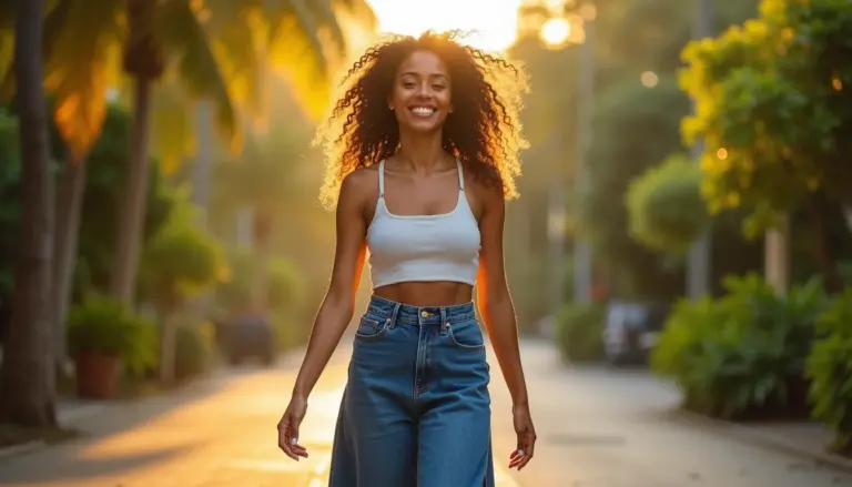 45 ideias de calça jeans pantalona que alongam e valorizam