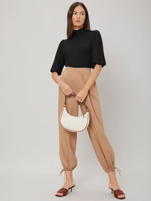 calça marrom casual