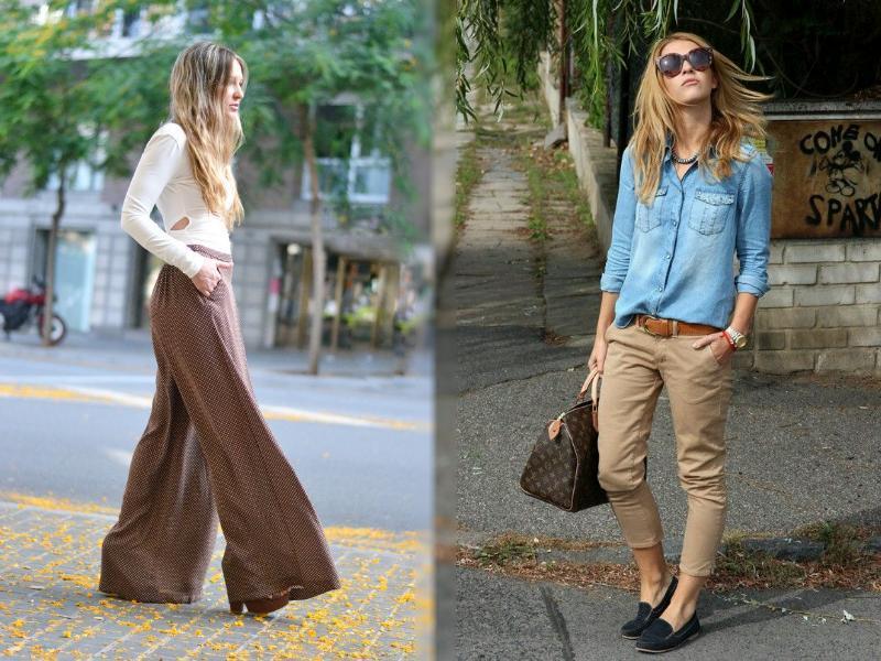 calça marrom e preto