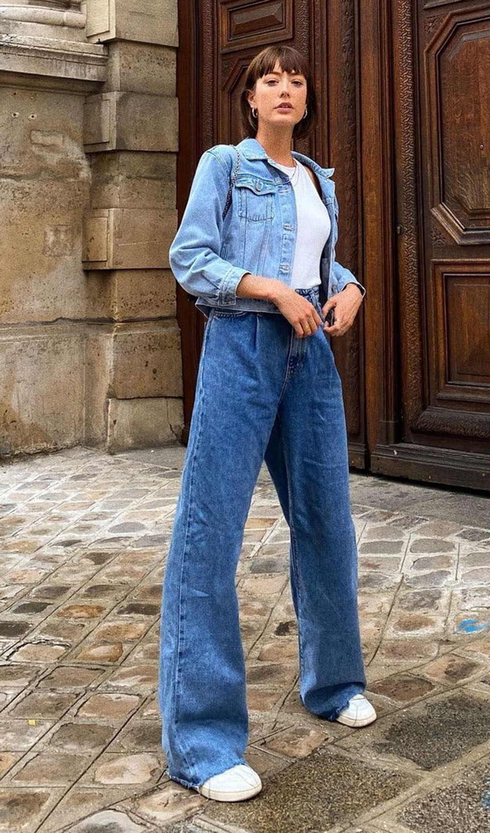 Calça wide leg jeans masculina