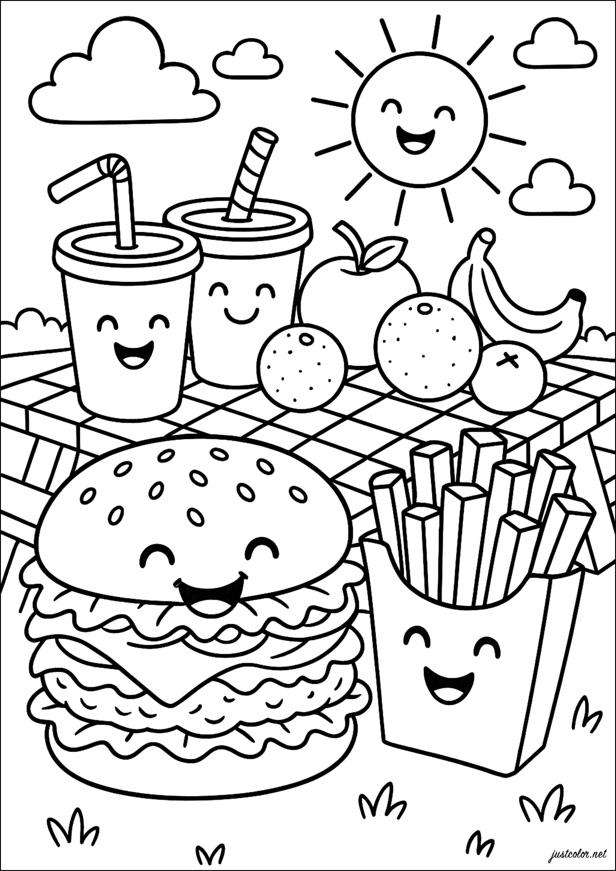 pintar frutas e legumes