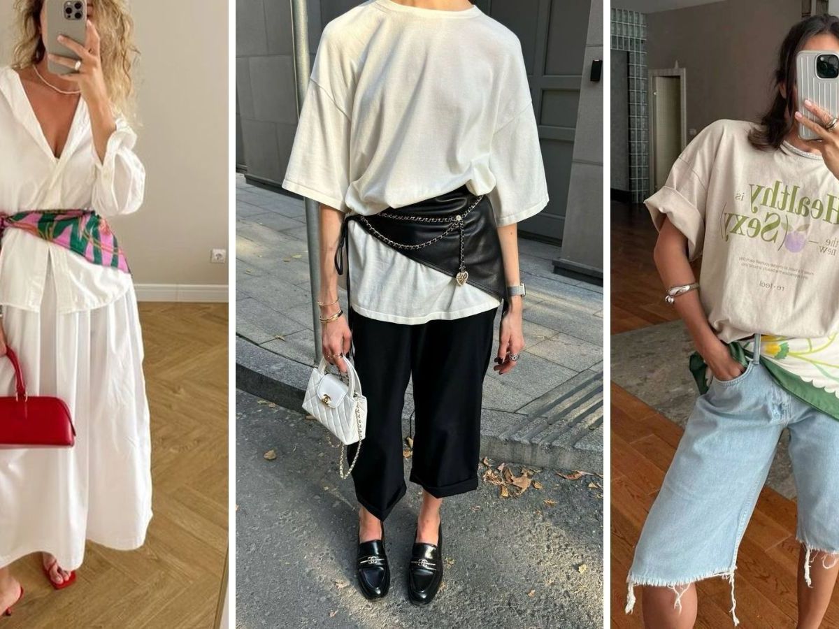 lenço na cintura com calça jeans