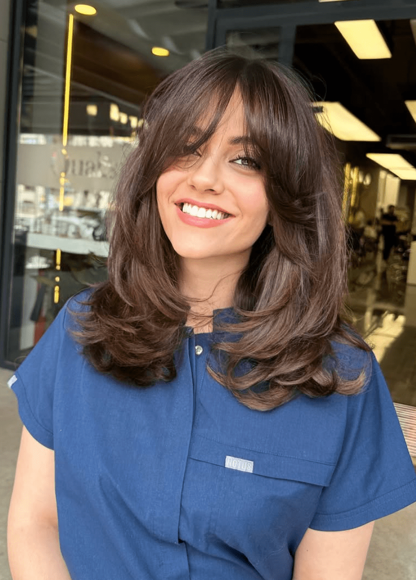 franjas cortina para cabelo liso