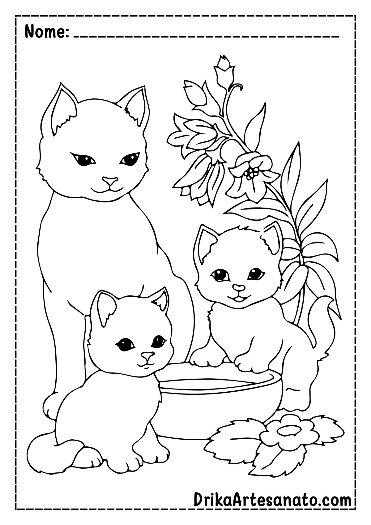 gatinhos brincando para colorir