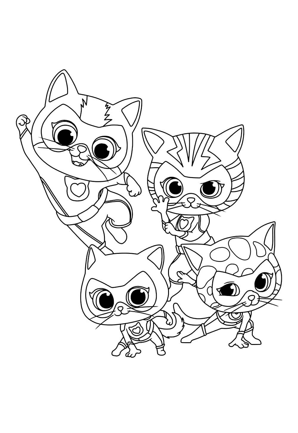gatinhos com laços para colorir