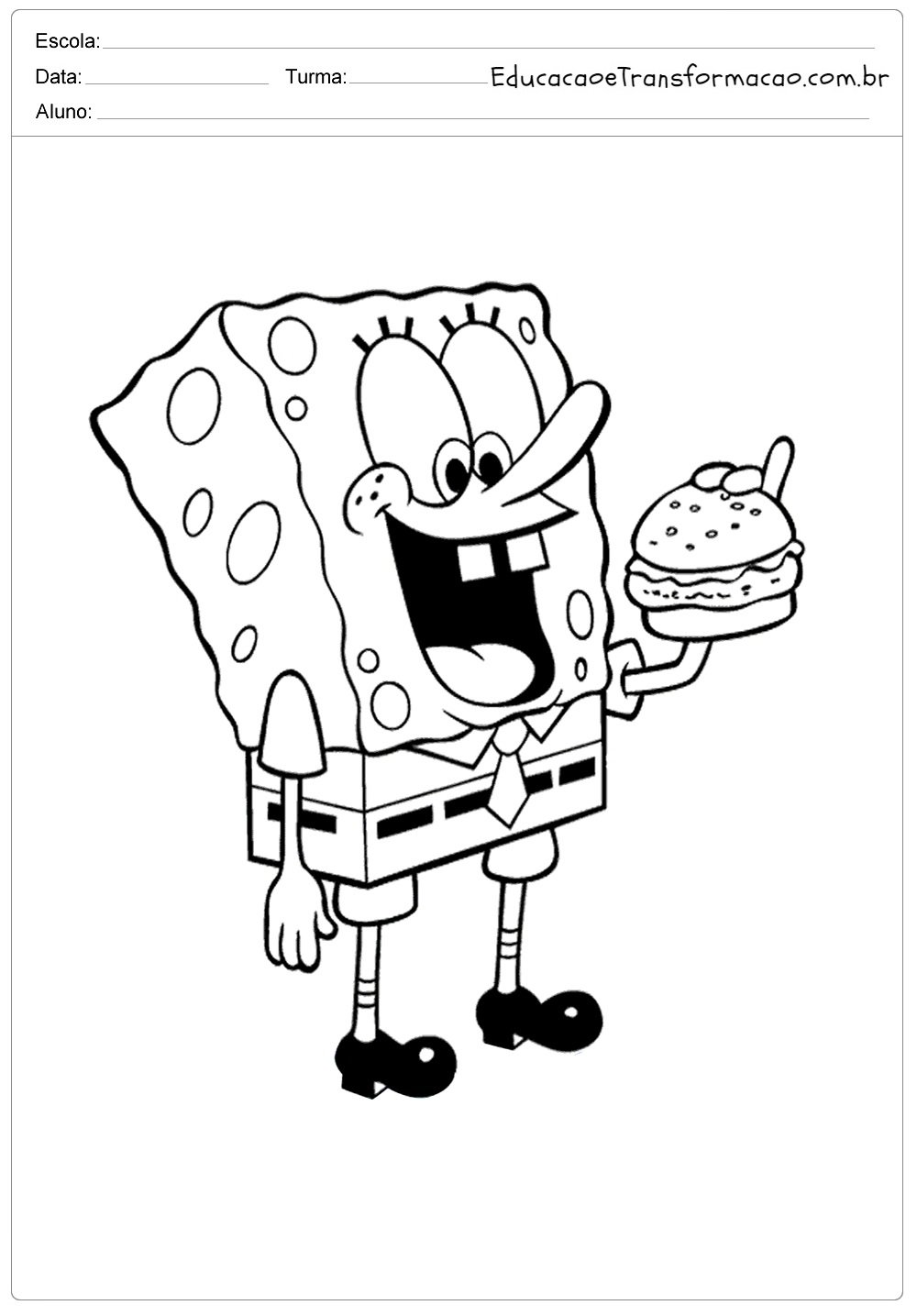 desenhos animados para colorir bob esponja