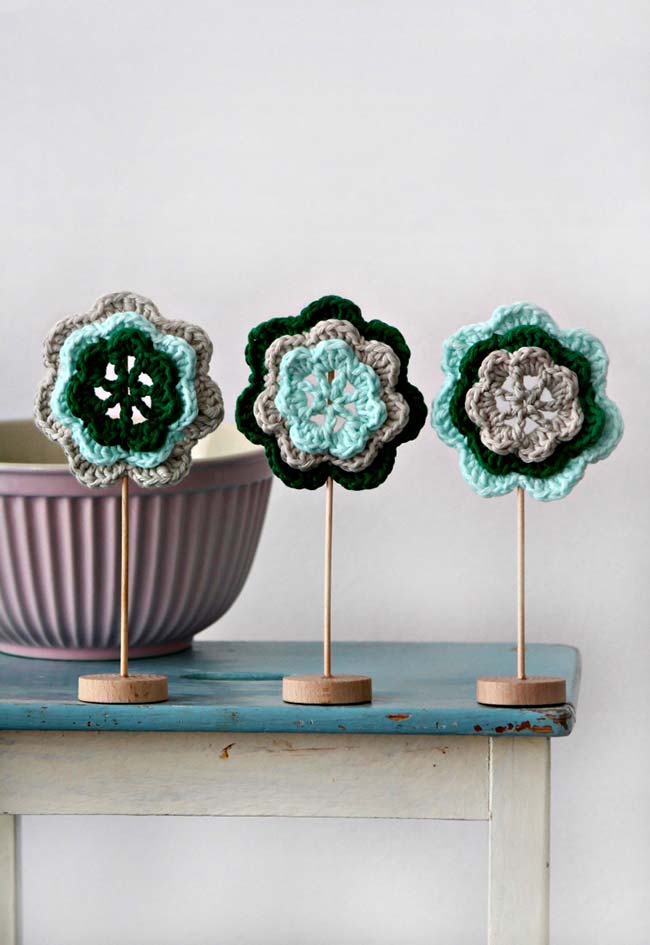 materiais para flores de crochê
