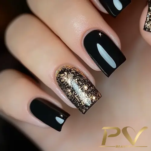 unhas pretas decoradas fosca