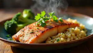 Jantar saudável em 20 minutos: peixe grelhado com brócolis e quinoa