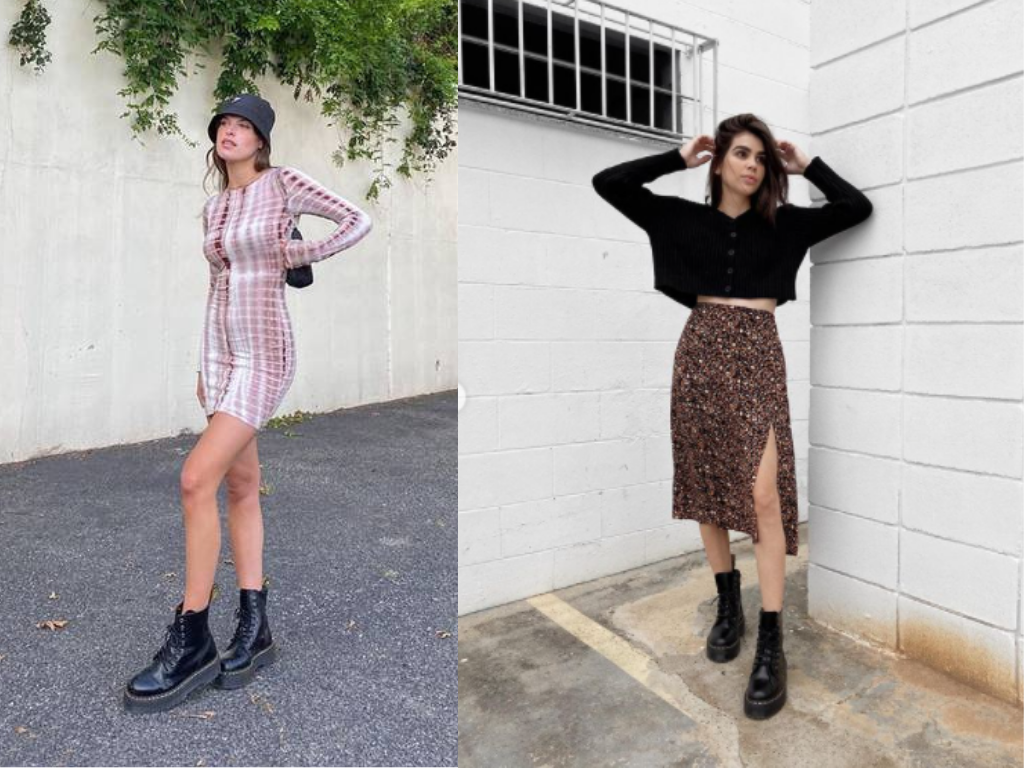 como usar coturno com vestido
