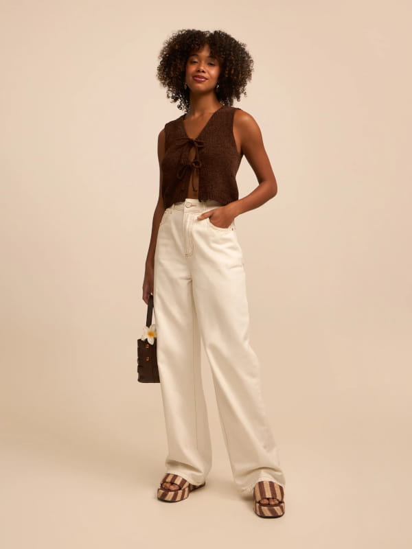 calça wide leg cintura alta