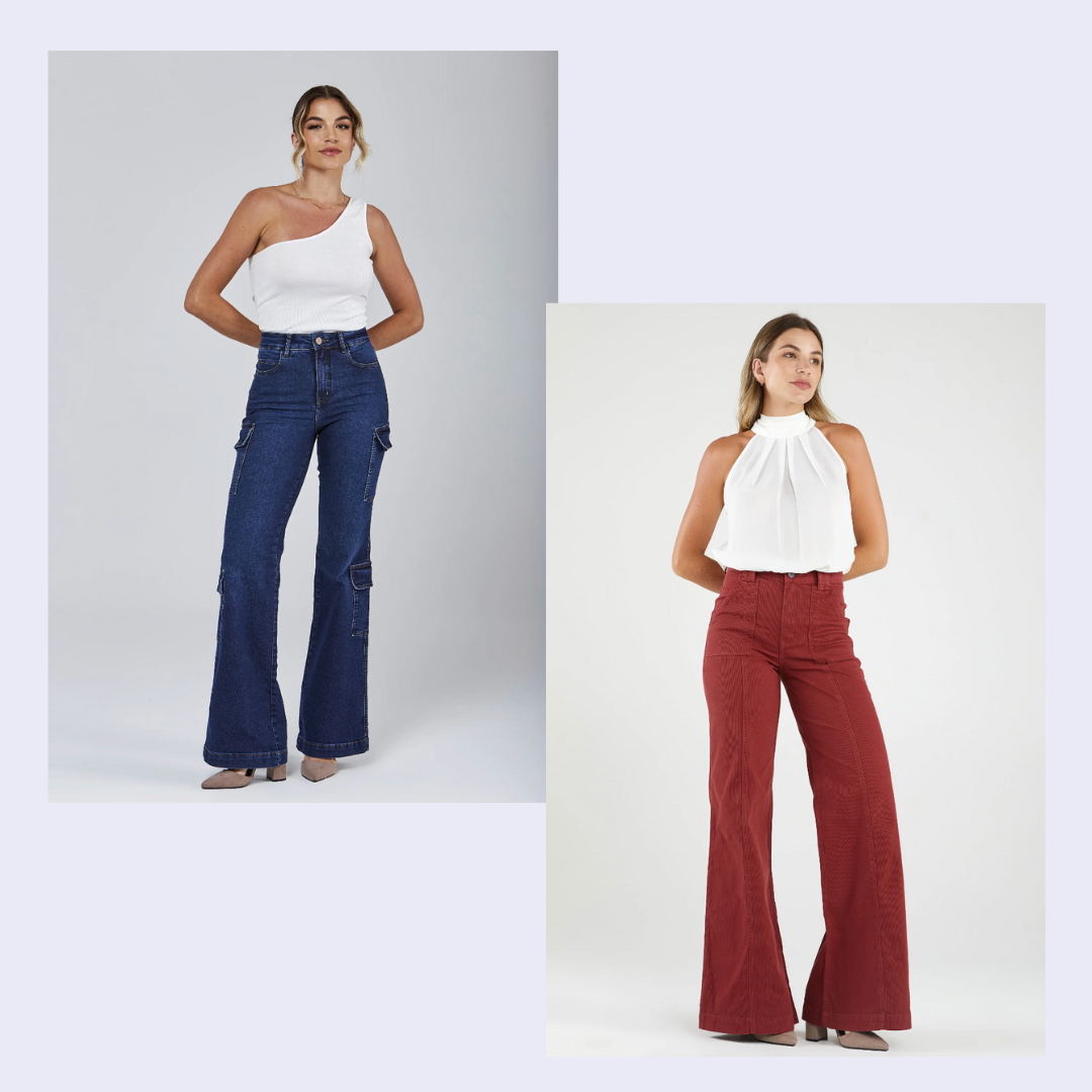 calça wide leg looks verão