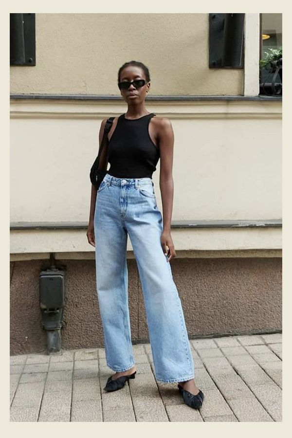 como usar calça wide leg jeans