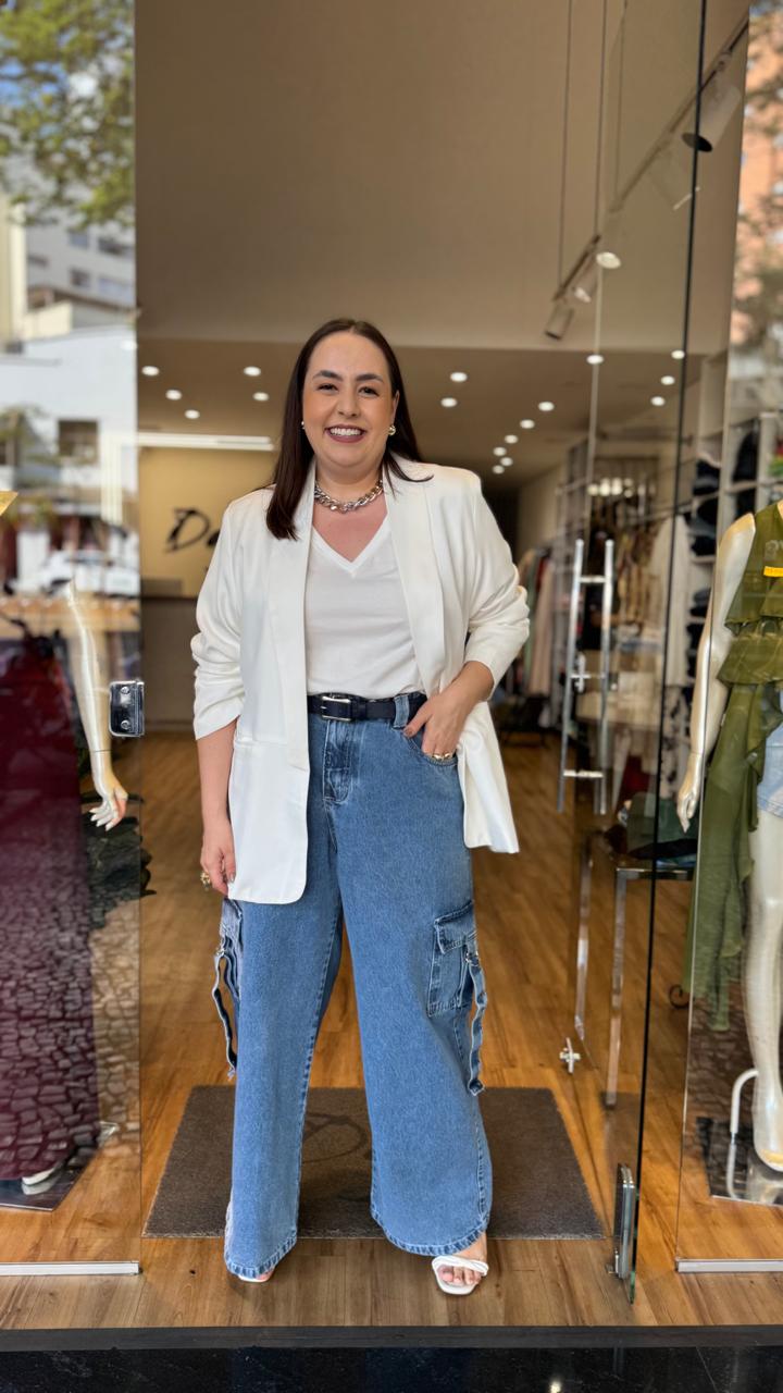 calça wide leg jeans looks trabalho