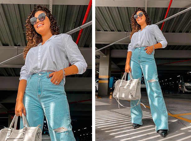 calça wide leg jeans looks festa