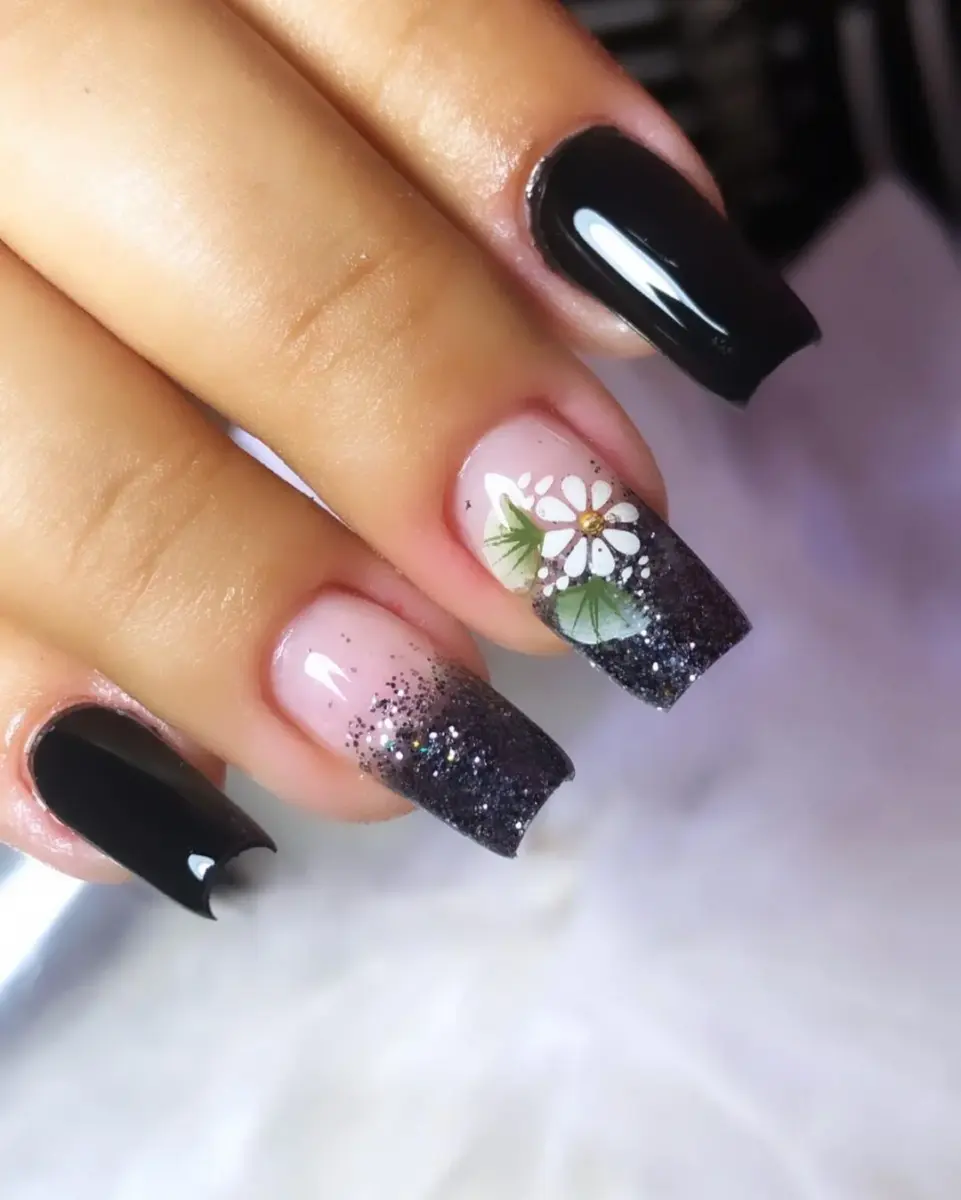 modelos de unha preta decorada