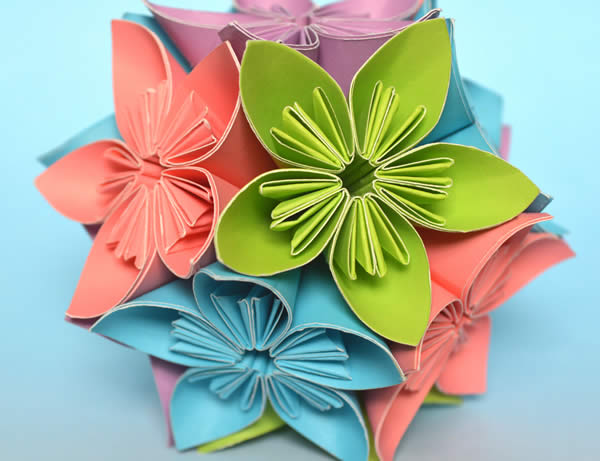 origami flor rosa