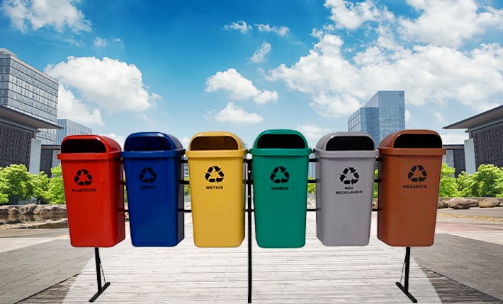 qual a cor do lixo reciclável vermelho