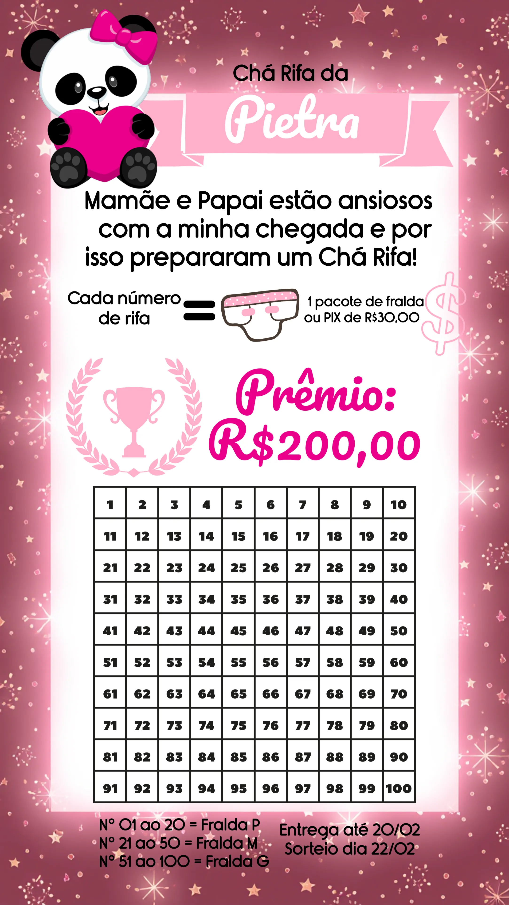 rifa de chá de bebê