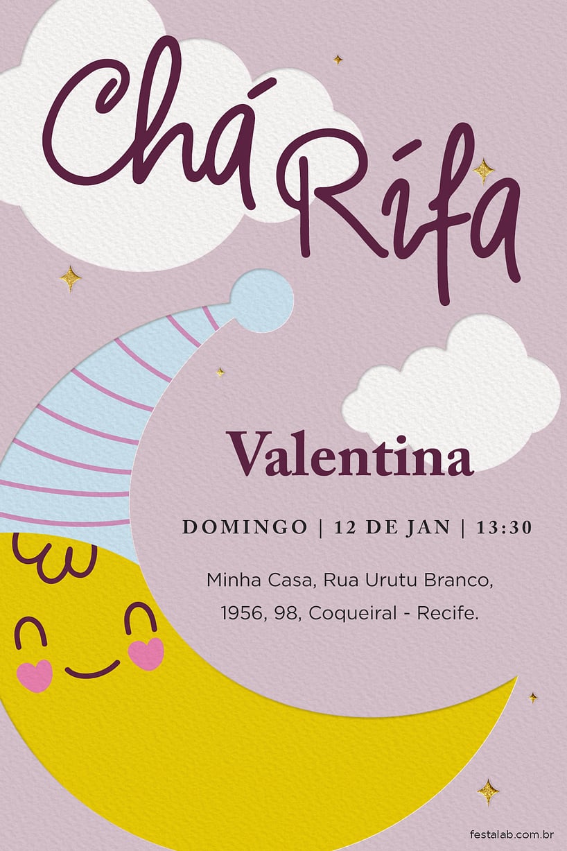 convite chá rifa digital