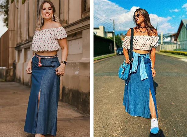 saia longa estampada